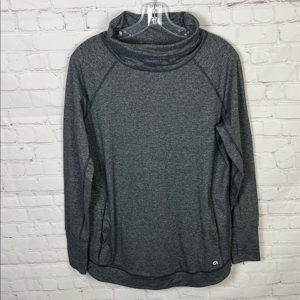 GapFit Maternity Breathe Gray Cowl Neck Top